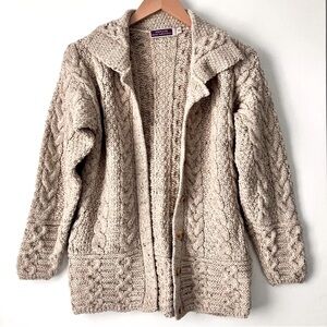 Cable Knit Wool Cardigan Sweater Vintage Highland Home Industries